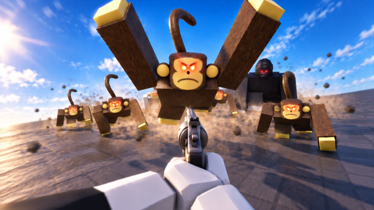 Survive a Million Monkeys survivors fighting a dense monkey horde